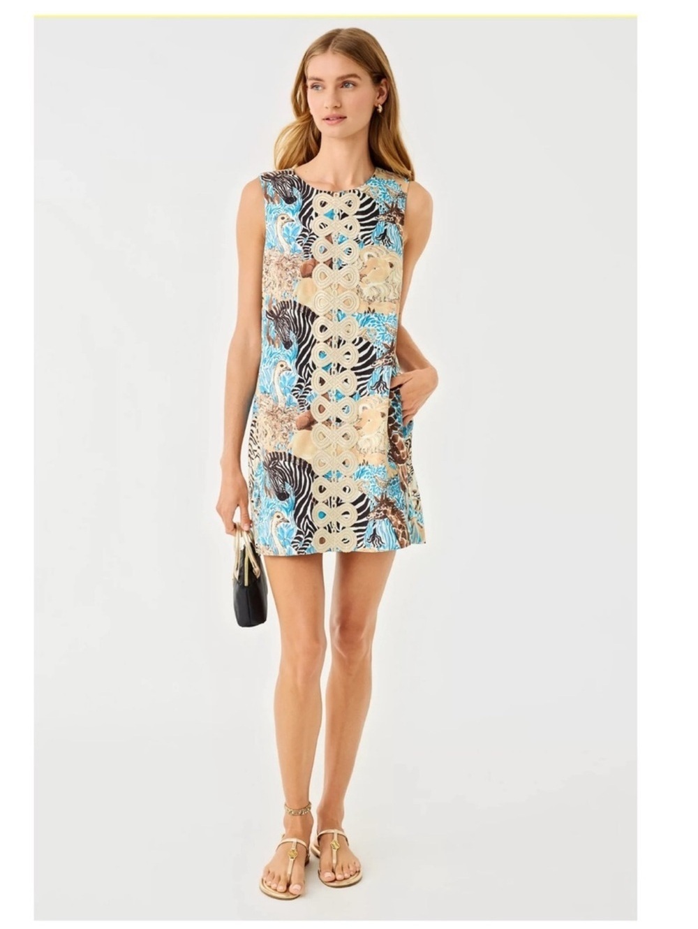 $228 NWT Lilly Pulitzer Edita Shift Dress Breezy Aqua Lillys Zoo Sz S #1383